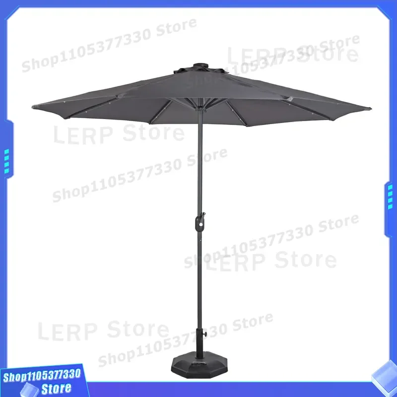 Large 270cm Aluminum Solar LED Parasol for Outdoor Garden Patio Courtyard Shade Umbrella Model BNS-100307SL Sun Protection