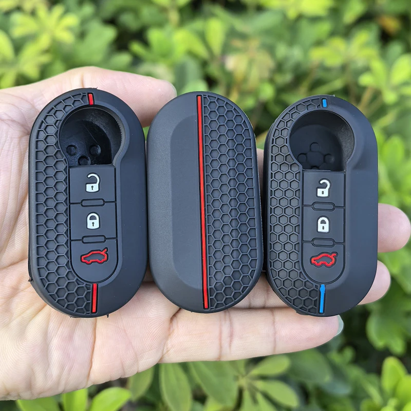 Silicone  Car Remote Key Case Cover Shell Holder For Fiat Abarth 500 595 124 Spider Ducato Panda Tipo Bravo Accessories