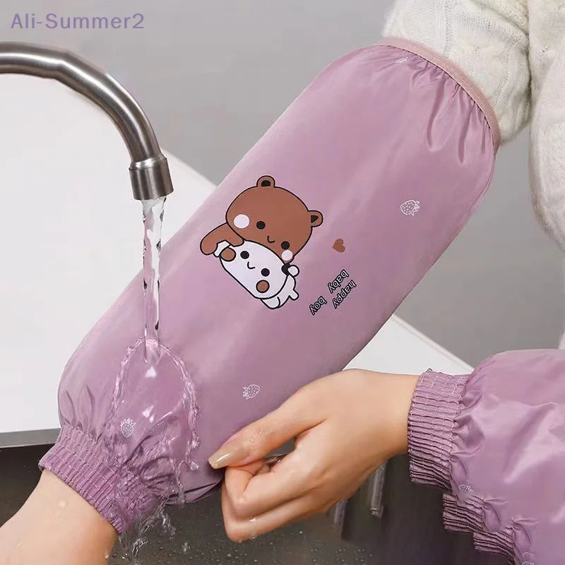 1 زوج من غطاء الأكمام المضاد للحشف مقاوم للماء نمط الكرتون القذرة مقاومة واقية الكفة تصميم الأوساخ واقية أكمام اليد #3