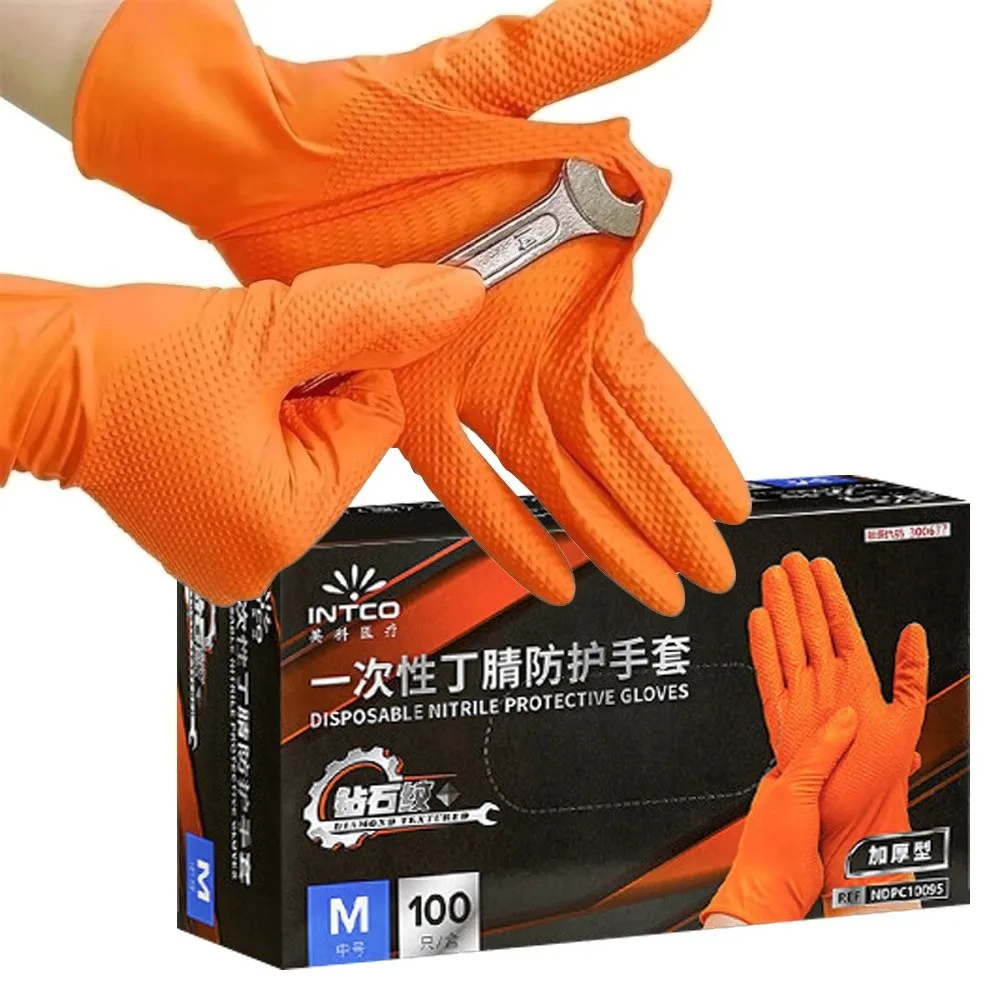 

Diamond Grip Heavy Duty Nitrile Gloves​​ Rubber Anti-slip Mechanics Gloves Oil-proof Wear-resistant Gloves Heavy Duty