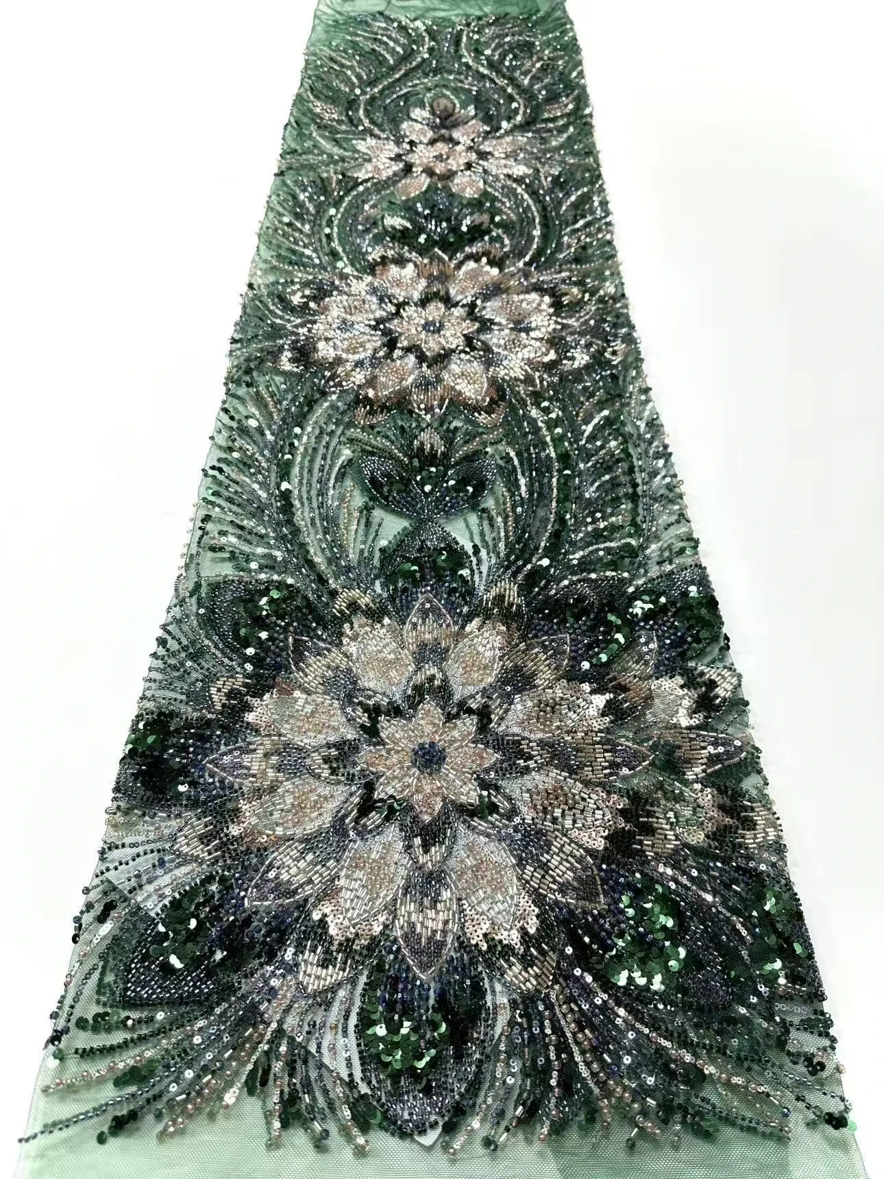 French Mesh Bridal Lace Fabric Beads African Sequins Lace 2026 Hot Sale Nigerian Beads for Women Wedding Dress 5 Yards 1817