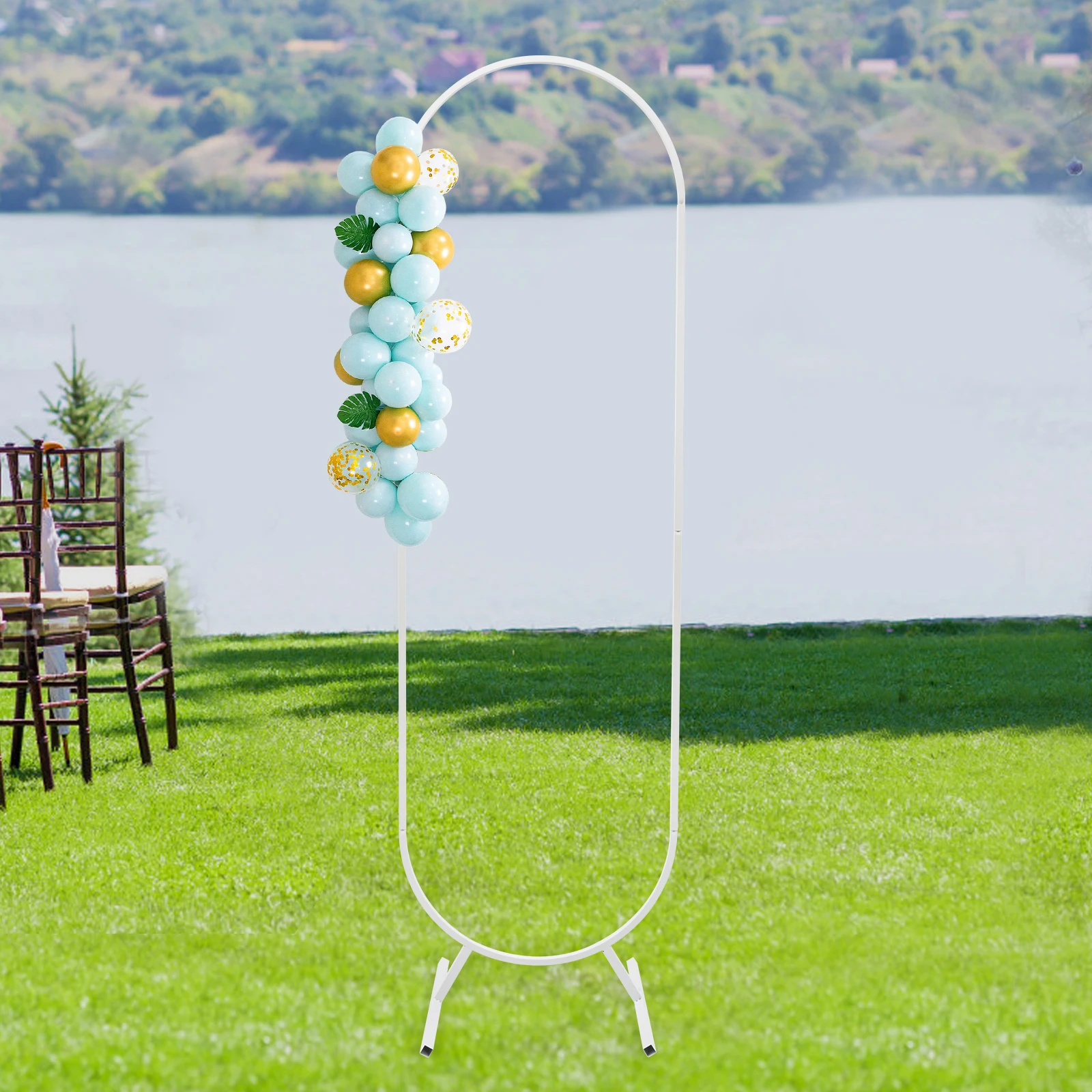 Reusable Oval Balloon Arch Kit, White Balloon Arch Stand Set For Wedding Graduation and Birthday DIY Party Supplies