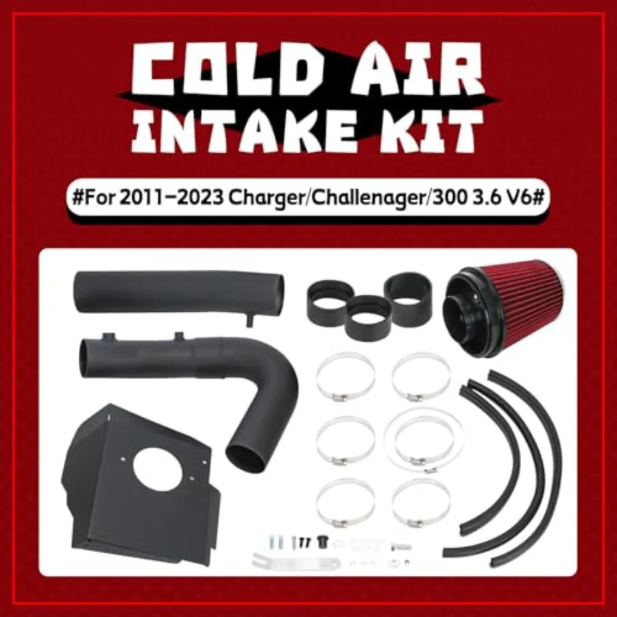 Cold Air Intake Kit with High-Performance Filter and Heat Shield Designed for Enhanced Engine Performance in 2011-2023 Do
