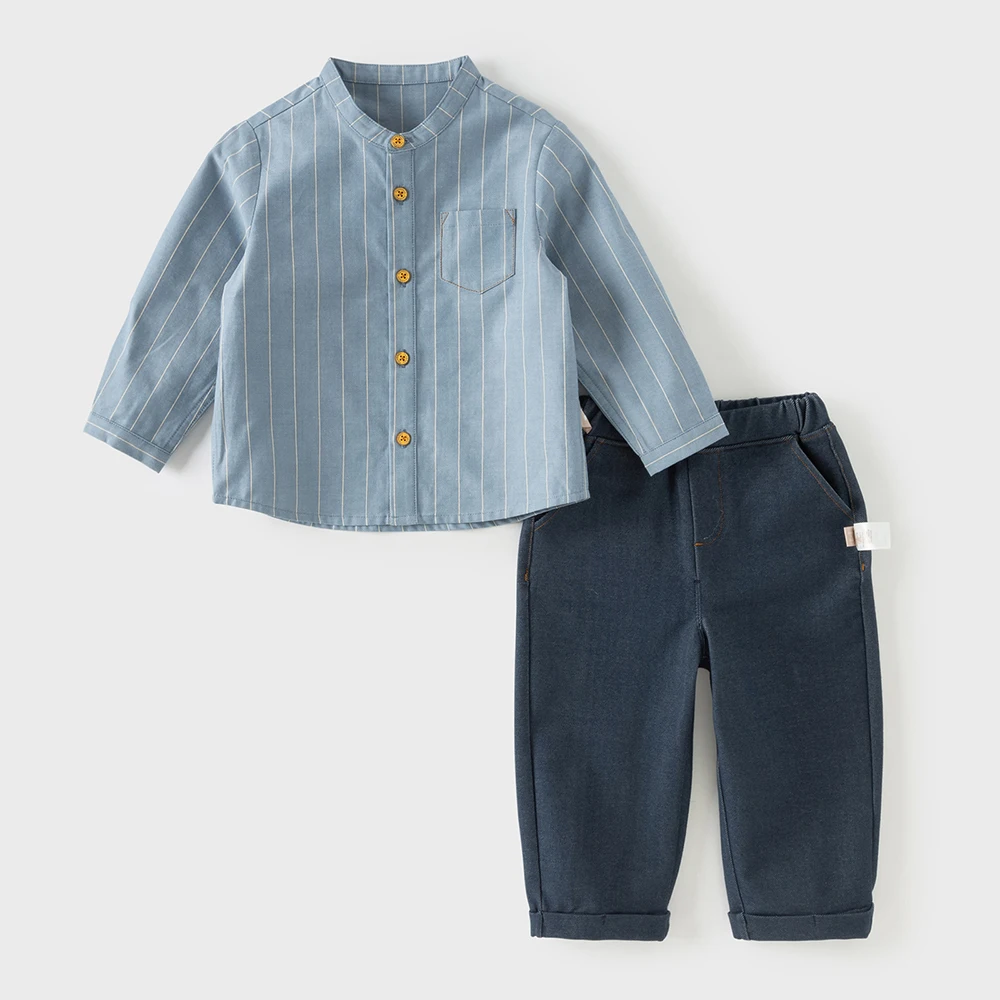 Dave Bella Children Spring Shirt +Pant 2Pcs/Sets Baby Boys Cotton Blouse Set Casual Trousers Tracksuits DB1261464
