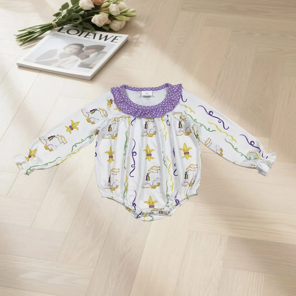 

9.30 Baby Winter Rompers Baby Infant Girls Mardigras Anchors Boots Stripe Ruffle Rompers