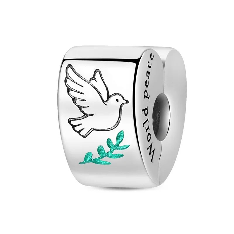 New 925 Sterling Silver Peace Dove Heart Shape Charms Beads For Women Fit Original Bracelet DIY Birthday Party Jewelry Gifts
