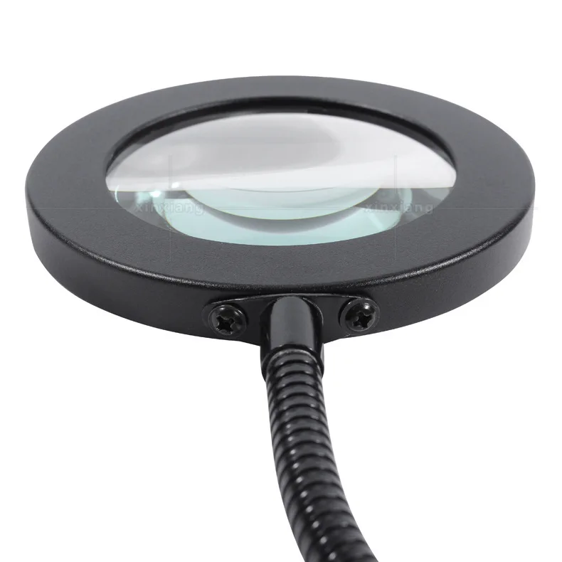 10X Magnifying Glass Desktop Magnifier with 56 Led Lights Swing Arm Flexible Clamp-On Table Lamp Dimmable Illuminated Magnifier