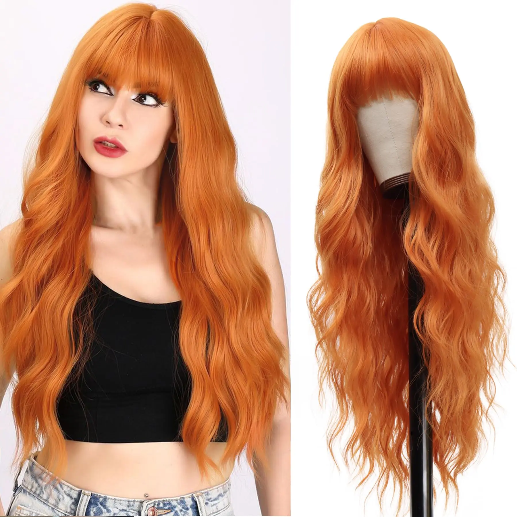 

Fashion multi-color 26-inch synthetic wig with big waves for cosplay, Halloween, daily life, festival hair, high-temperature hai