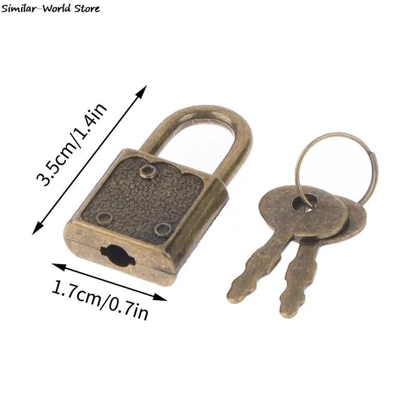 1Set Rectangle Padlocks Mini Luggage Hardware Locks With Key Lock For Travel Wedding Jewelry Box Diary Book Suitcase