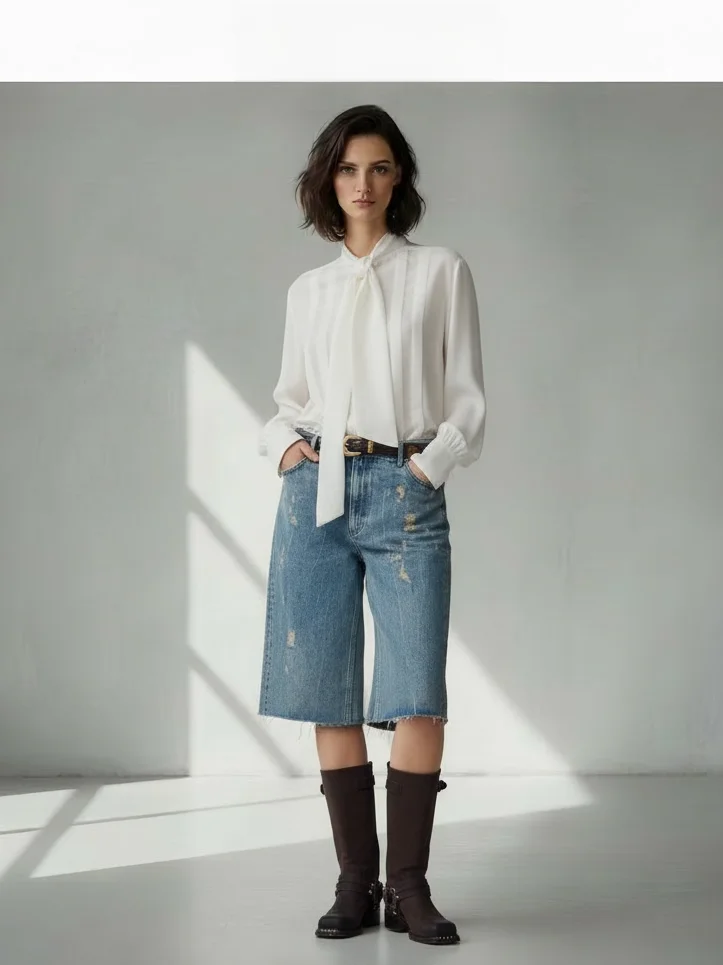 

Легкий шелковистый белый шарф-воротник для женщин на раннюю осень, модель ACOUSOTG2025, длинный, на пуговицах