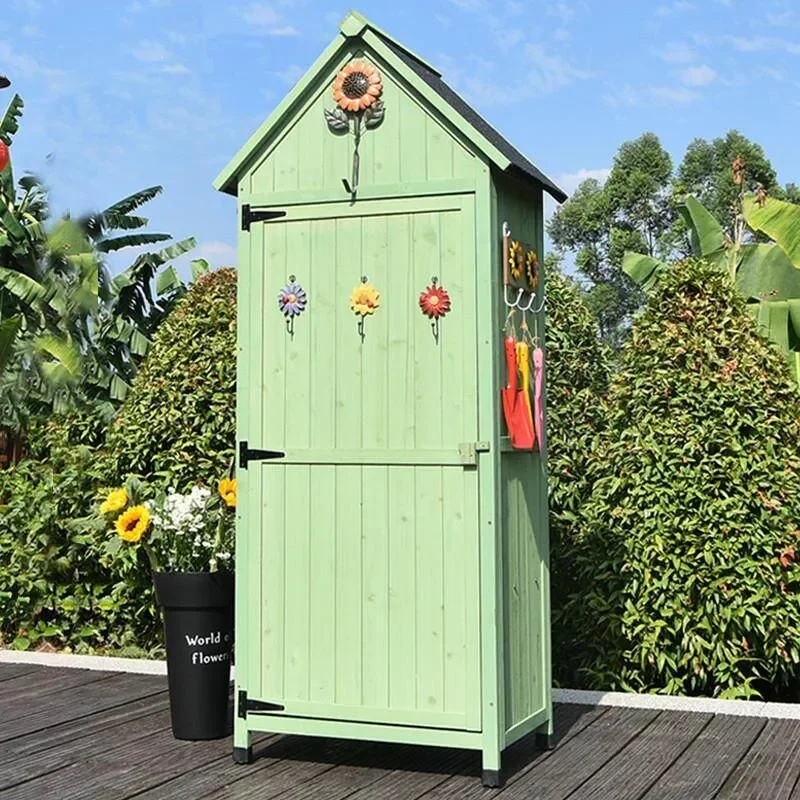 Outdoor Storage Cabinet for Garden Balcony Courtyard Weatherproof Tool Organizer Sun Protection Pastoral Style Furniture
