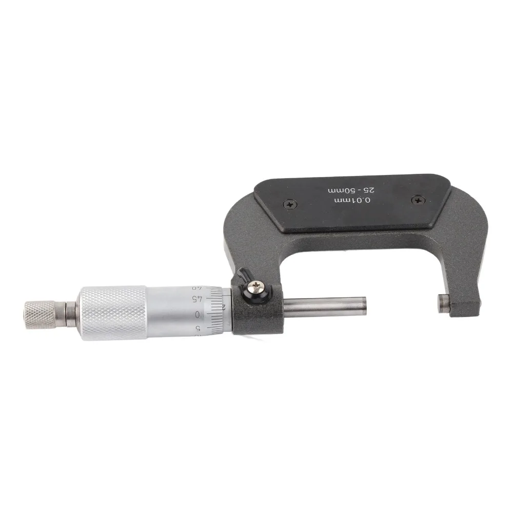 25-50mm Range Outside Micrometer 0.0001 Inch Accuracy Carbon steel Precision Measuring Instrument Spiral Locking Micrometer