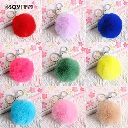 1PCS 8cm Imitation Rabbit Fur Ball Fluffy Soft Keychain Pendant Cute Plush Keyring Backpack Hangings Decoration