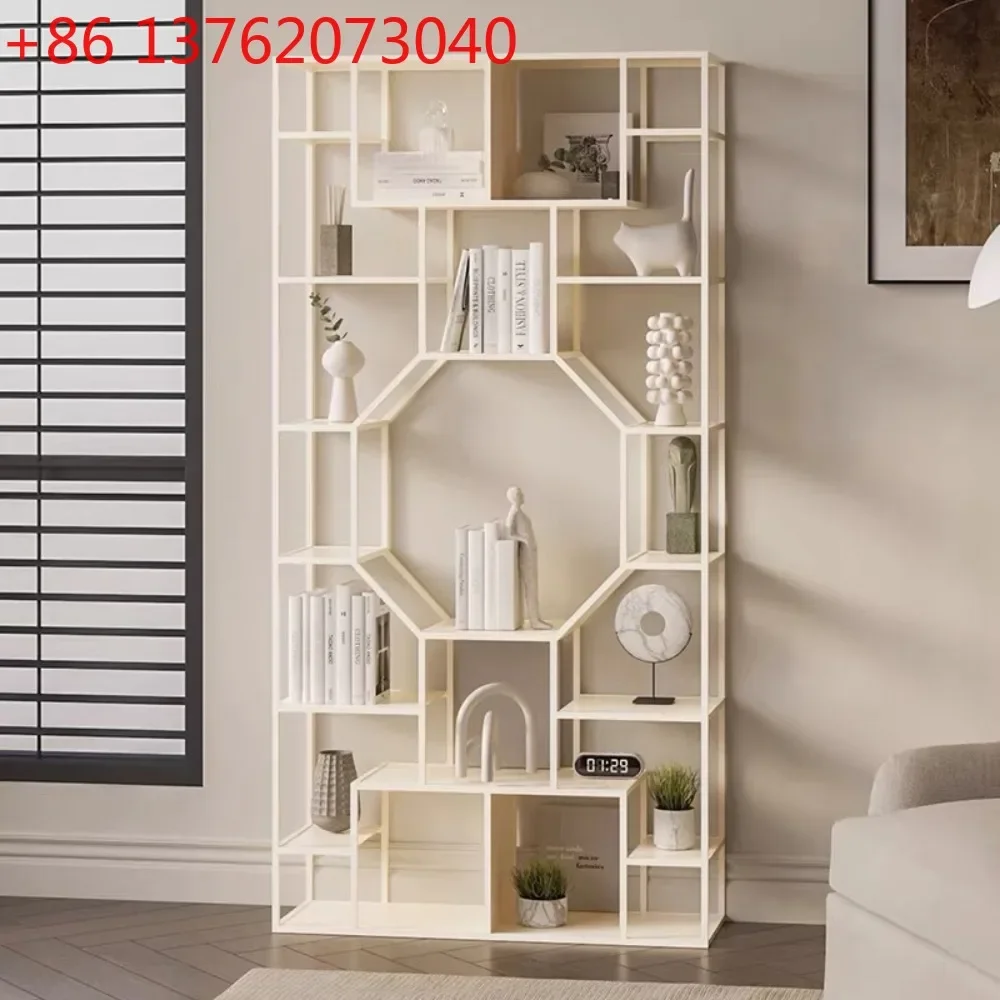 Living room study wrought iron bookshelf floor rack against the wall sample