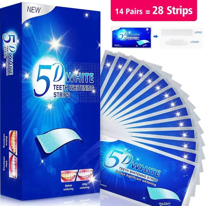 1/7/14/28/56 Pairs Teeth Brightening Strips for Teeth, 5D Whitener Strips Reduced Sensitivity White Strips for Teeth Whitening