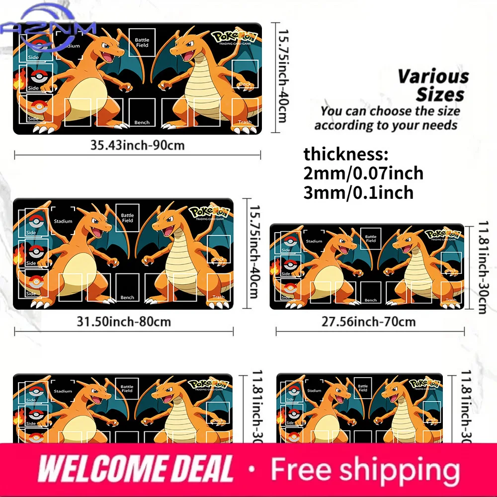 Dual Charizard Pokemon TCG Battle Field Playmat Large Non-Slip Gaming Desk Mouse Pad Multi Size Options