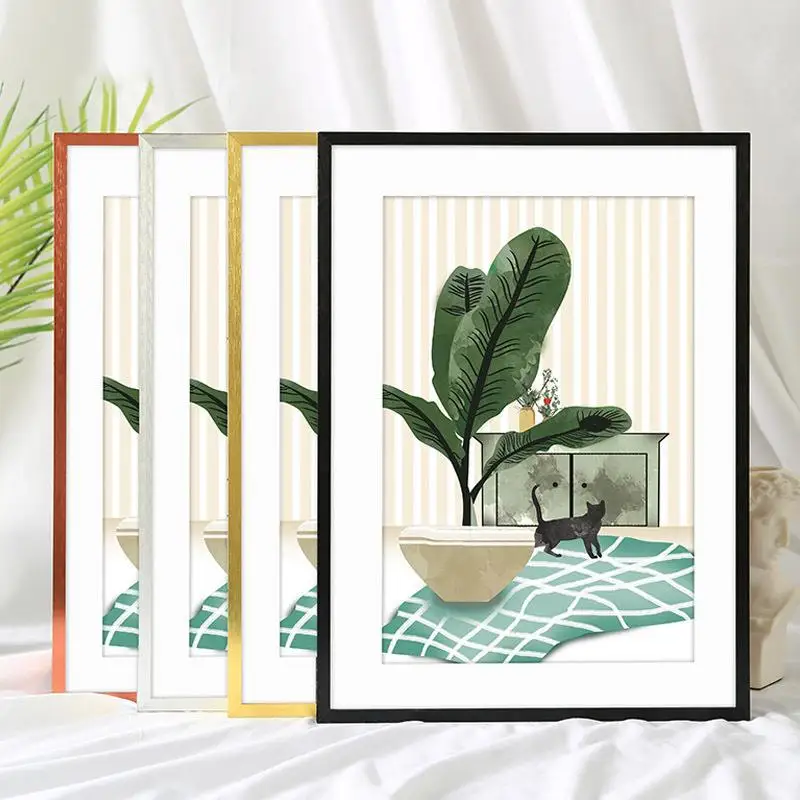 Aluminum Alloy Picture Frame Simple Wall Hanging Poster Metal Narrow  Frame A3 Tabletop Display A4 Wall Art 8K 4K Puzzle ...