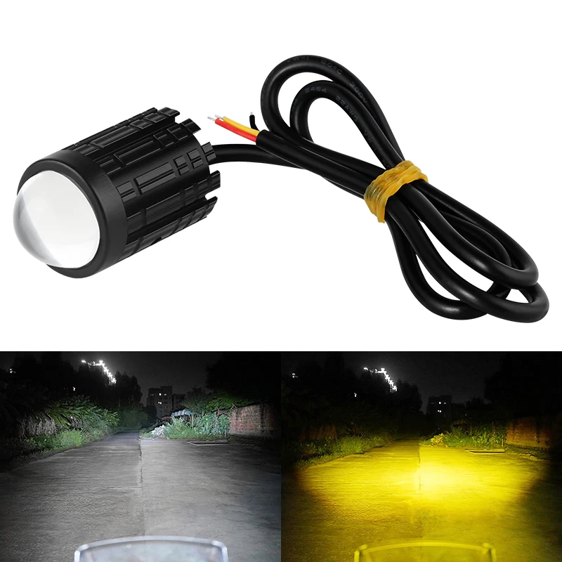 

Motorcycle Two-color Spotlights White and Yellow Switching Near and Far Light LED High Brightness Modified Bulb