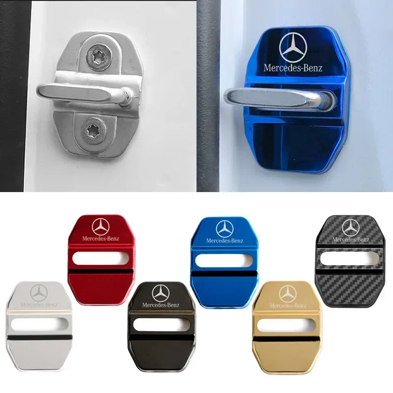 4 Pcs/Set Mercedes Benz Sticker Door Lock Cover Buckle Cover for Lock Box AFFALTERBACH AMG Lock Protection Cover for A/B/C/E/S