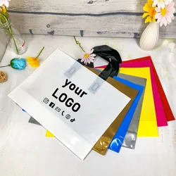 50 pieces of clothing shopping bags, high-quality plastic packaging bags for clothes, customized logo gift handbags