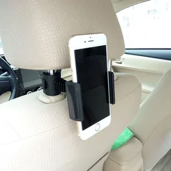 Universal Car Back Seat Phone Holder 360 Degree Rotation ABS Headrest Adjustable Mobile Phone Black Support Bracket Mount Tools