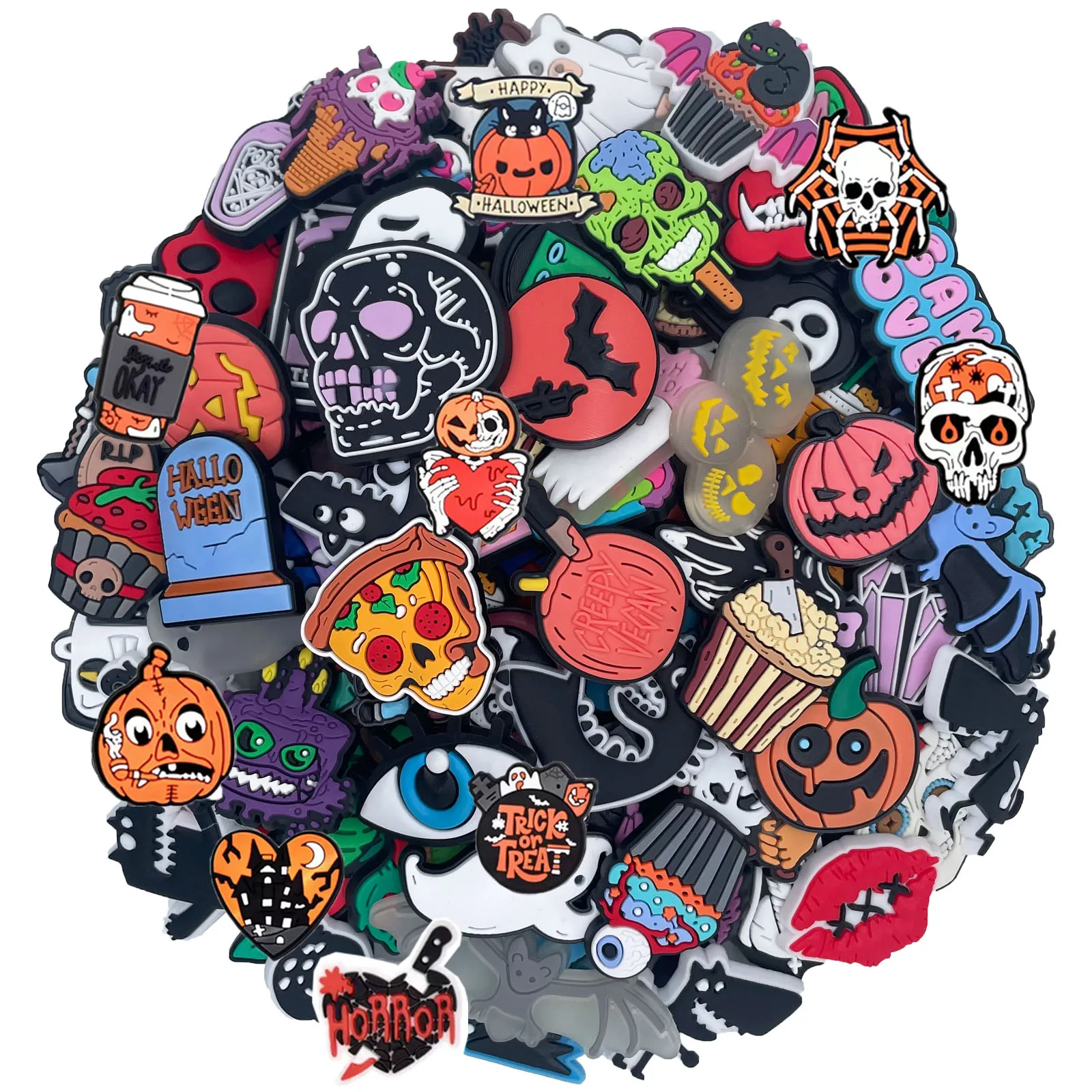 Random 10-30Pcs Halloween Series Shoe Charms For Shoe Key Chain Sandals Beach Bags, DIY Shoe Decorations Accessories Shoes Pins