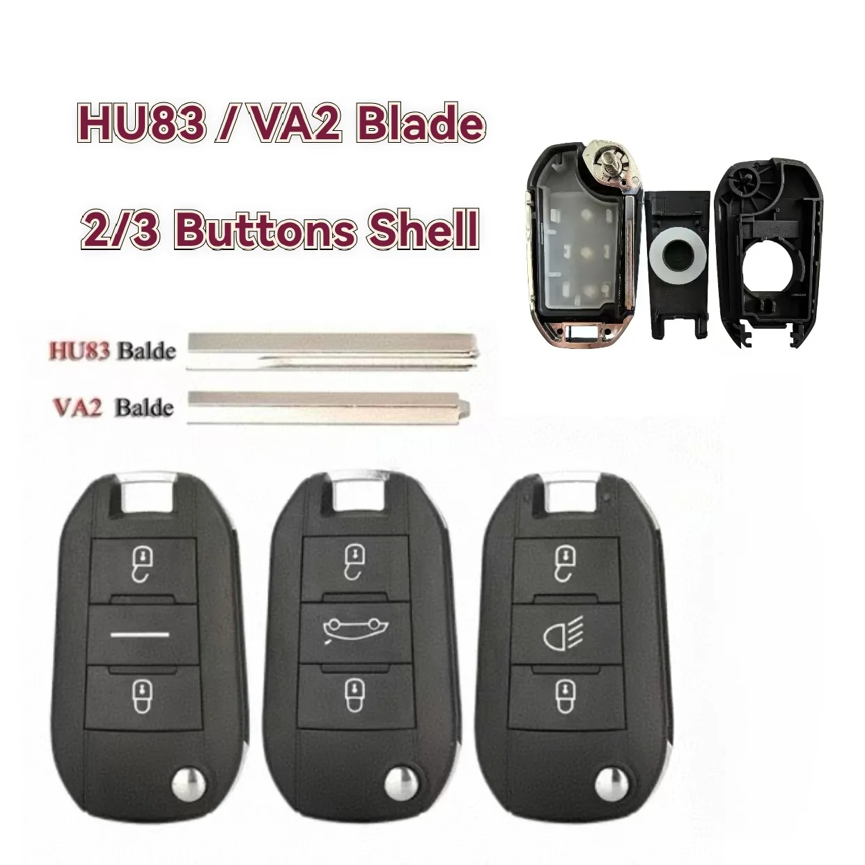 Jingxin 2/3BT HU83/VA2 Klinge Fernbedienungs-Klappschlüsselgehäuse für Peugeot 208 301 308 508 2008 3008 5008 für Citroen C3 C4 C4L – Detail 2