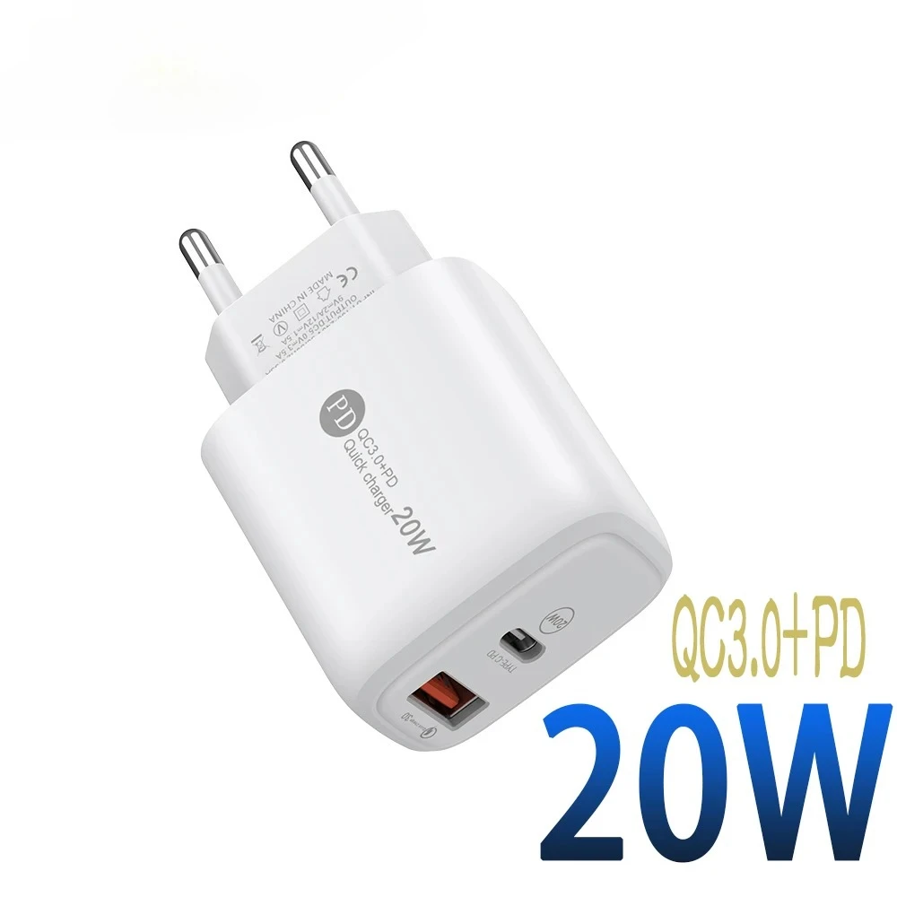 Type C 20W USB Fast Charging Phone Charger EU/US Plug Quick Charger Mobile Phone Power Adapter For IPhone17 16 Xiaomi Samsung PD