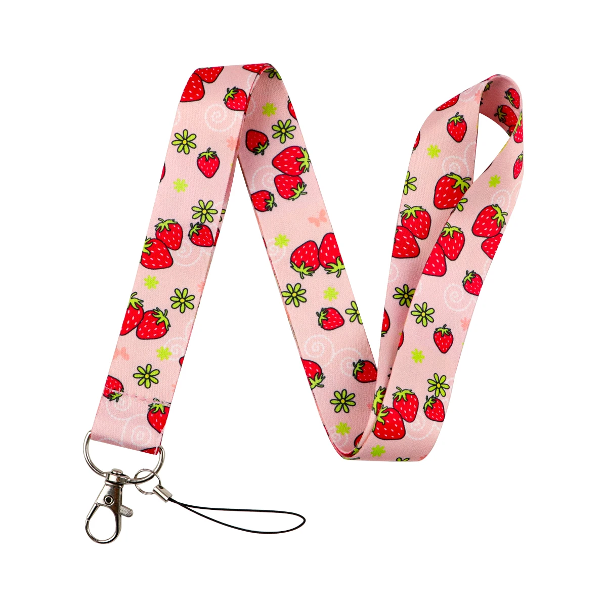Fruit Strawberry Lanyard Keychain Neck Strap for Key ID Card Phone Straps Badge Holder DIY Hanging Rope Neckband Accessories