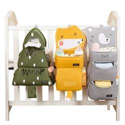 Sunveno Cartoon Baby Crib Hanging Storage Bag, Multi-functional Organizer for Baby Supplies Baby Room Decor