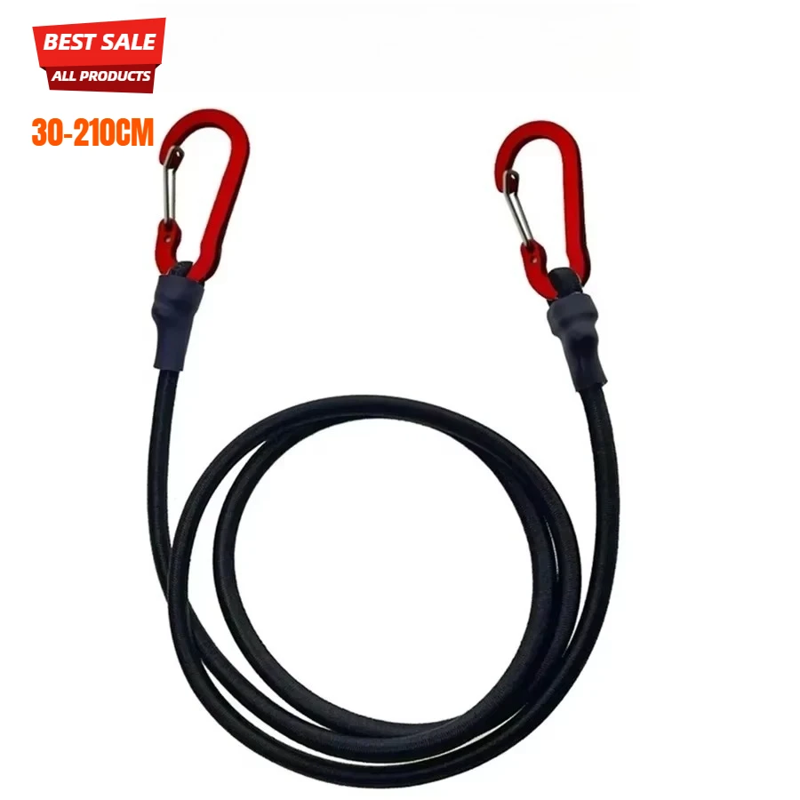 8mm Bungee Cords with Red Hooks, 30-210cm Elastic Stretch Rope, Outdoor Tie Down Straps for Bike Car Luggage Roof Rack