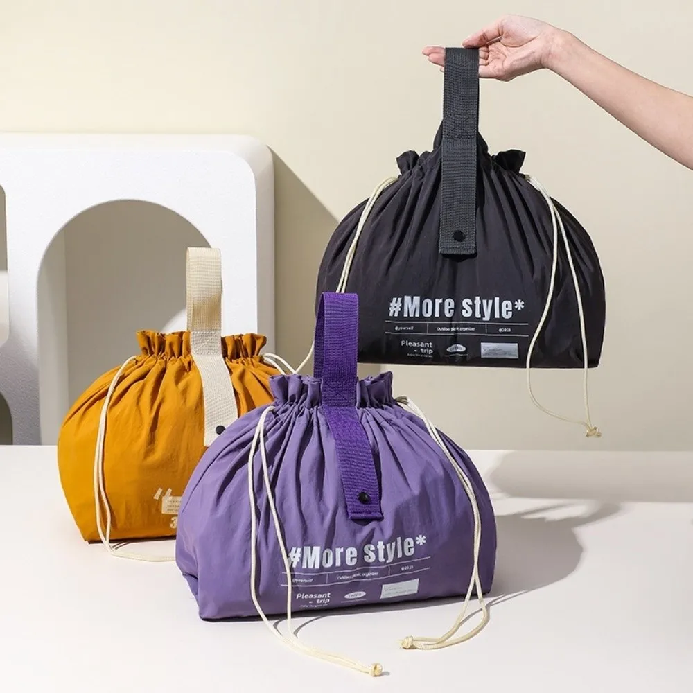 

Portable Large Capacity Lunch Bag Waterproof Fldable Toiletry Bag Drawstring Lunch Box Handbag