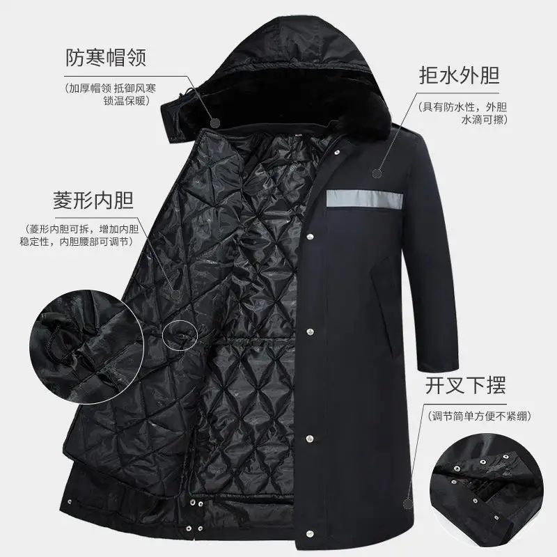 Men's Winter Thickened Security Work Uniform Printed Logo Customized Name Outdoor Farm Cycling Jack Reflective Stripe Coat