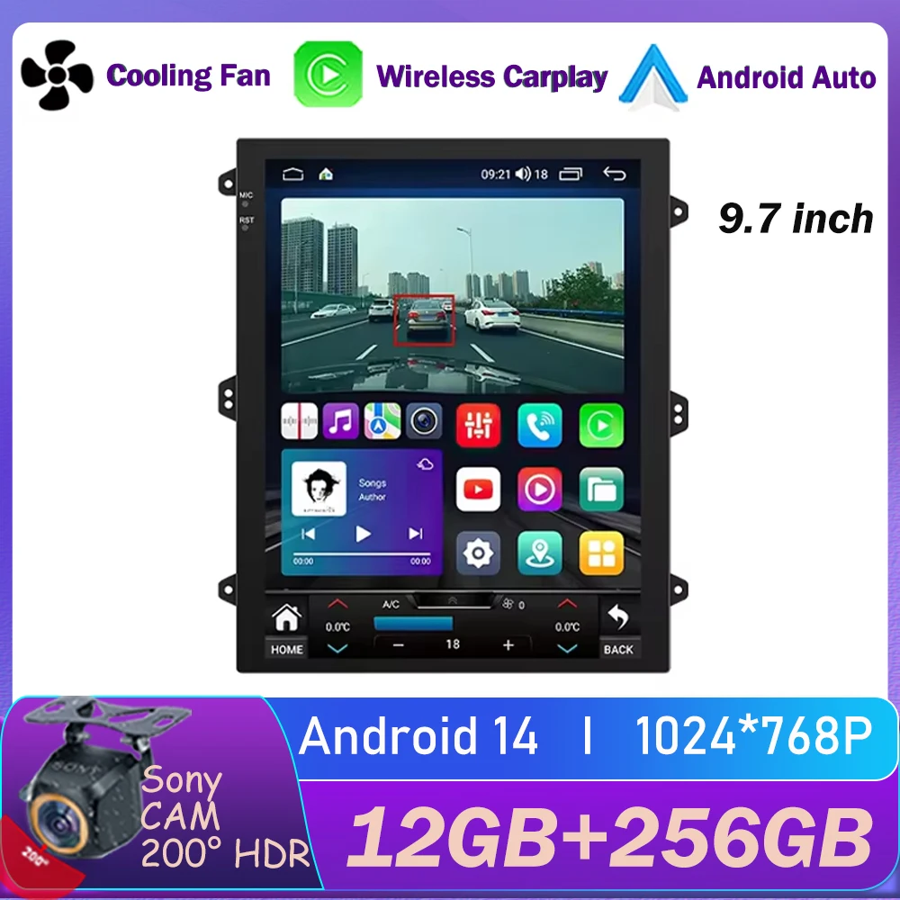 

9.7 inch Carplay android auto Car Android 2 Din Radio Multimedia Video Player Universal Auto Stereo GPS 2din DVD QLED Screen