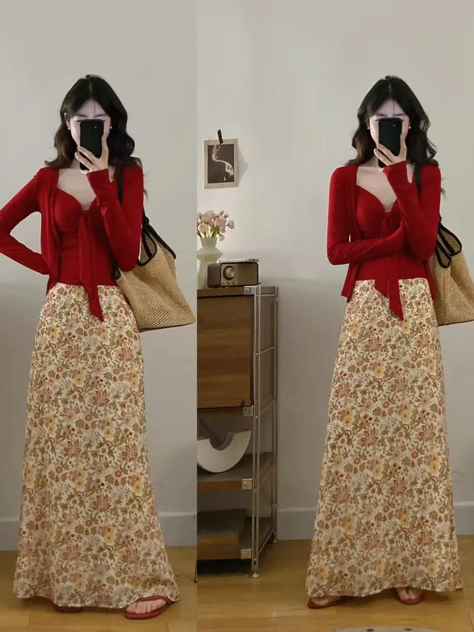 

Elegant plus Size Knitted Cardigan And Half Skirt Set Women's Summer Slimming Fashion Ensemble High Waist Commute Style