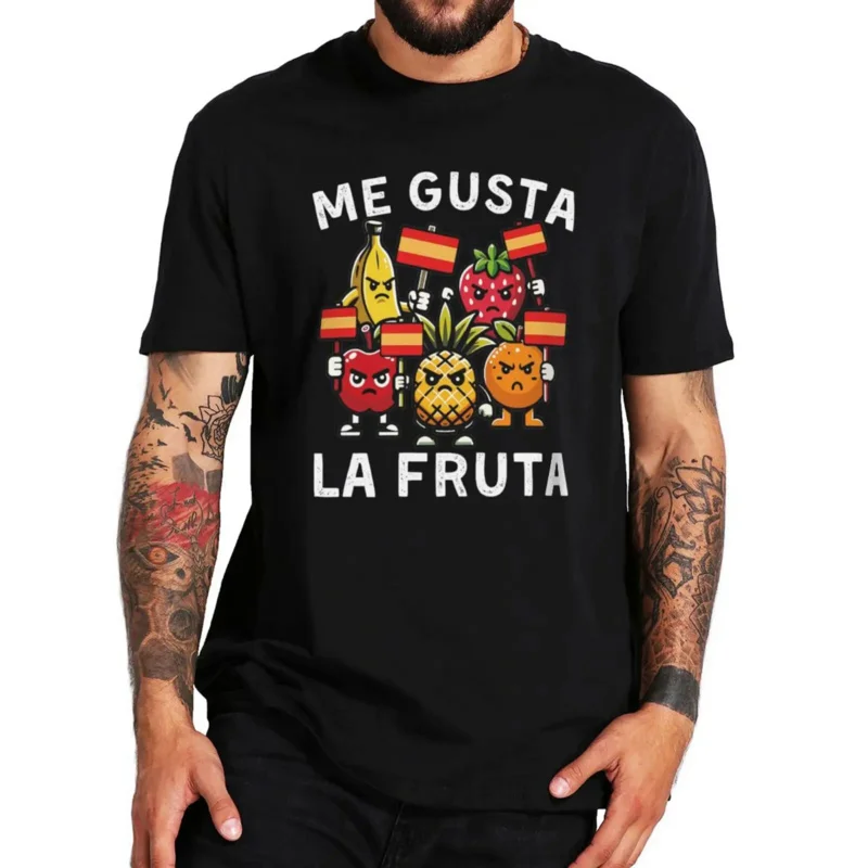 Me Gusta La Fruta T Shirt I Like Fruits Spanish Meme Y2k Camiseta Cotton Unisex O-neck T-shirt Men Women short sleeve EU Size