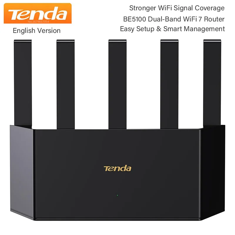 Tenda BE5100 Wi-Fi 7 Router Dual Band Gigabit Router 1x2.5G + 3x1G Ports VPN NFC Easy Setup Parental Control, Access Point Mode