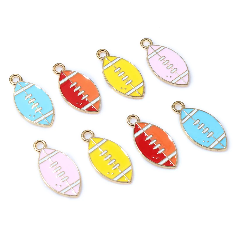 20pcs 20x10mm Enamel Rugby Small Charms Pendant Zinc Alloy Metal DIY Jewelry Making Accessories Findings for Bracelet Necklace