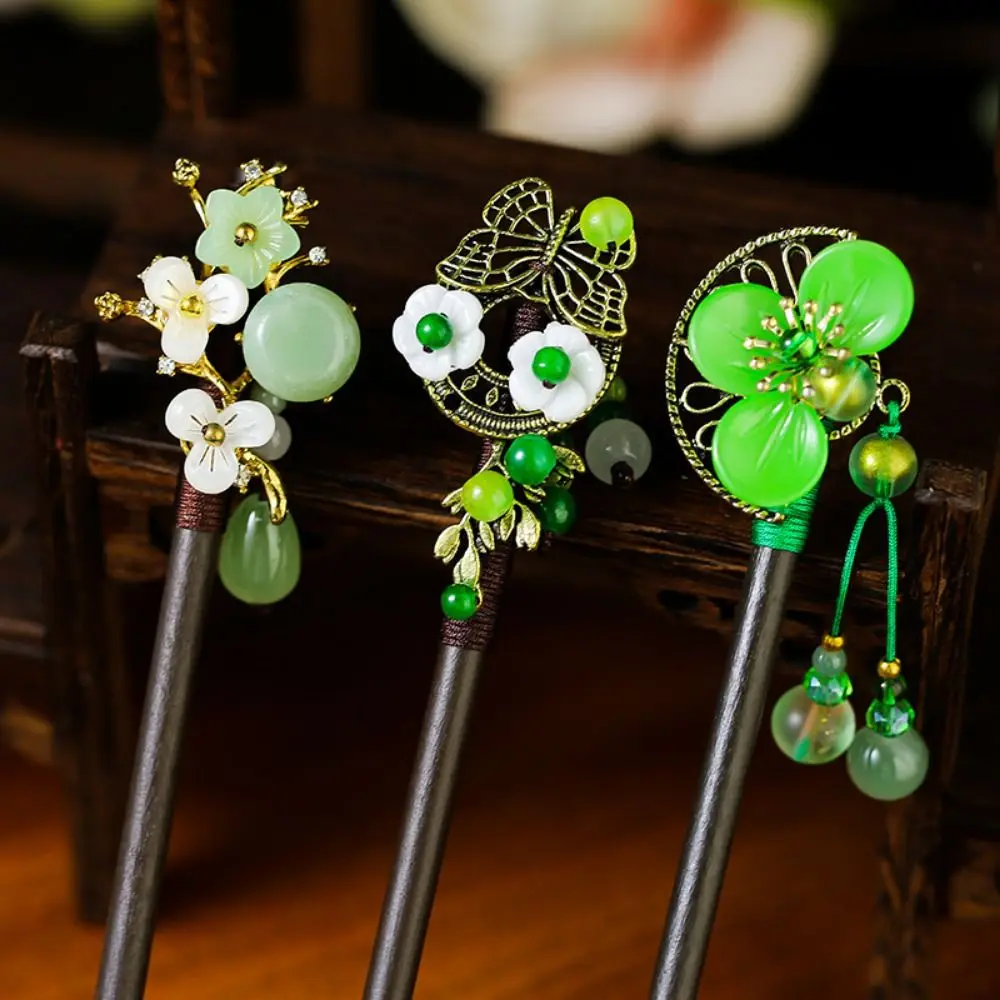 Decorative Traditional Hanfu Hair Fork Ancient Style with Tassel Flower Hair Clips Butterfly/ Hair Sticks Fan Hair Bun for Hanfu