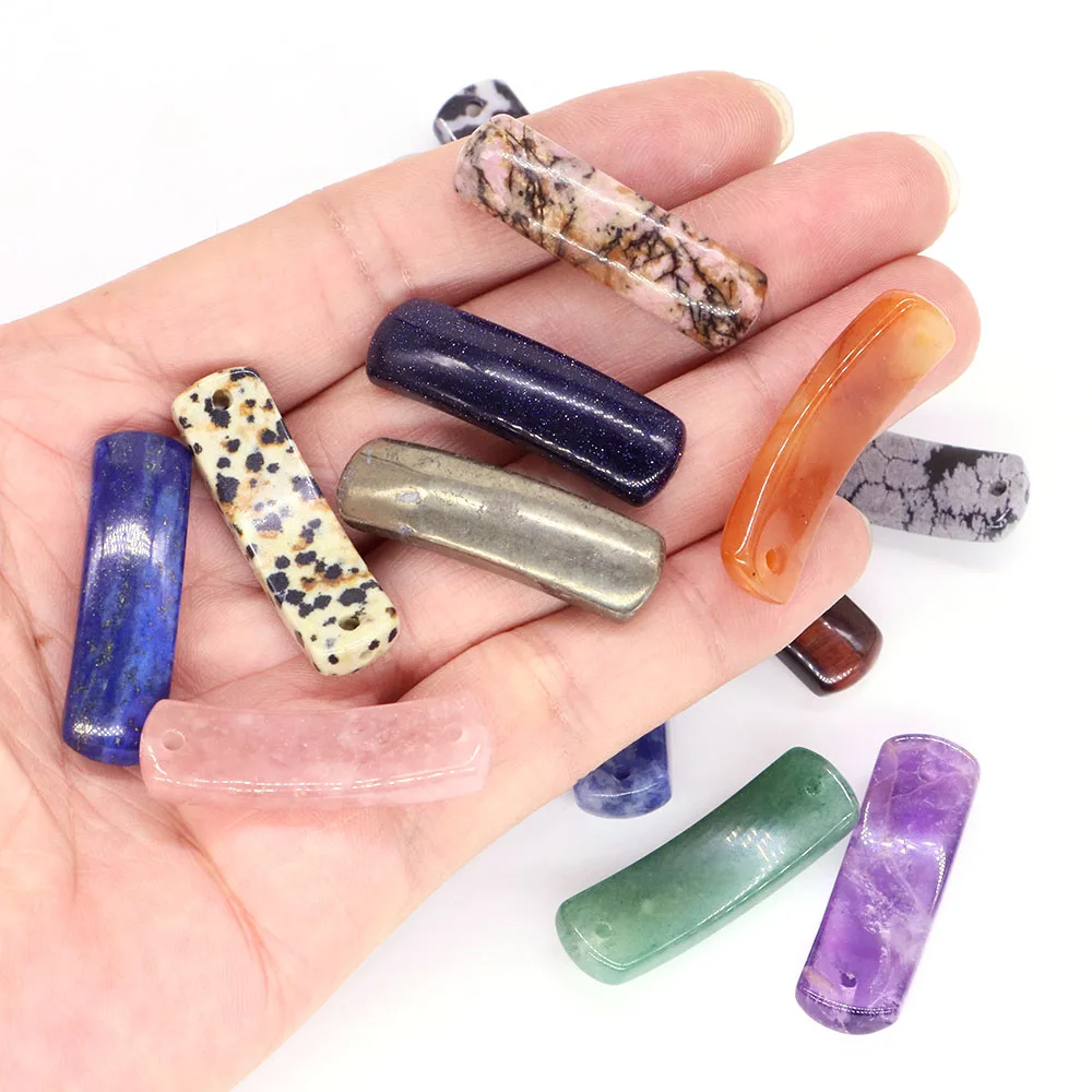 35x10mm Natural Stones Crystal Rectangle Bar Pendant Beads For DIY Bracelet Bangle Connector Beads Jewelry Accessories Wholesale