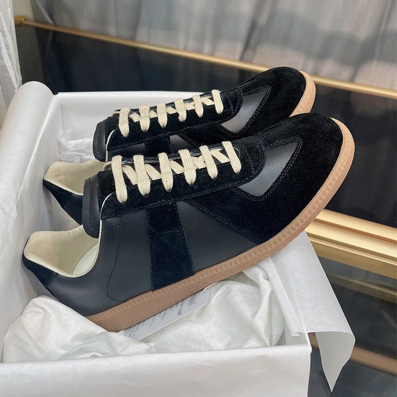 Retro GAT Sneakers Handmade Genuine Leather German Army Trainers Luxury Soft Flat Casual Shoes Men Women Spring Autumn Walking