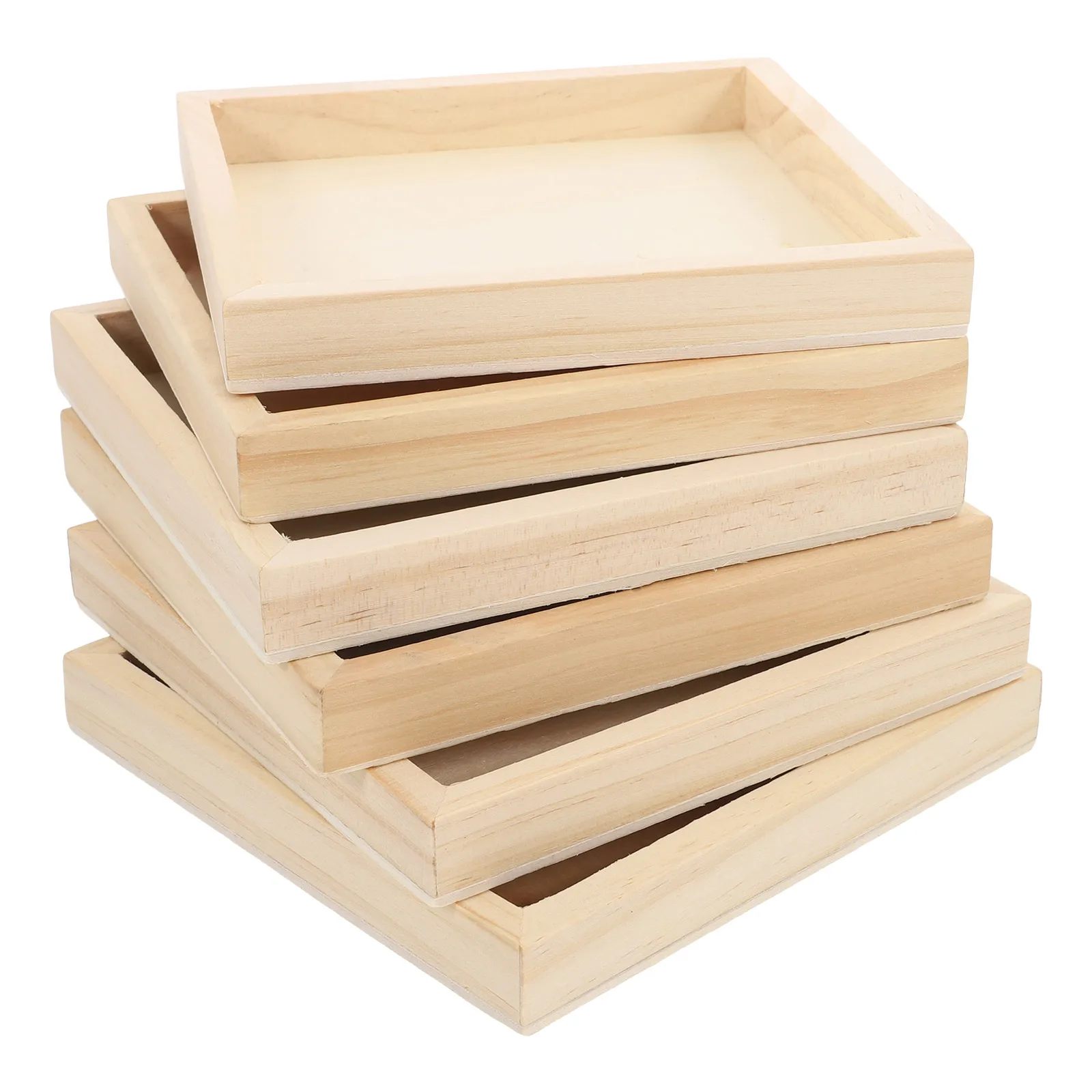 

6 PCS Puzzle Dish Organizer Tray Dishes for Hexahedral Painting Wood Display Trays Small Square