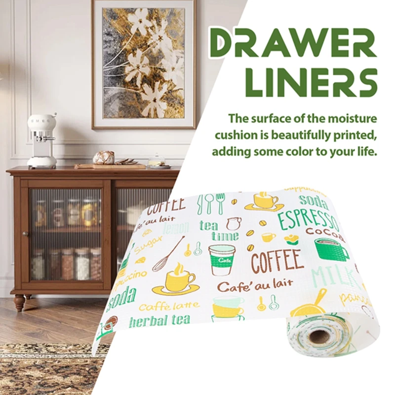 PTST Multi-Function Drawer Shelf Liner Foam Paper For Kitchen Cabinets,Refrigerator,Drawers,Cabinets(12 X 196Inch)