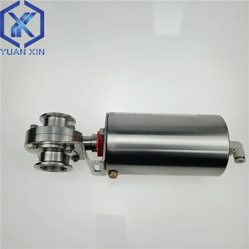 Stainless Steel Pneumatic Butterfly Valve Tri Clamp Dustproof Butterfly Valve Soft Seal Vertical Single Acting Food Grade San