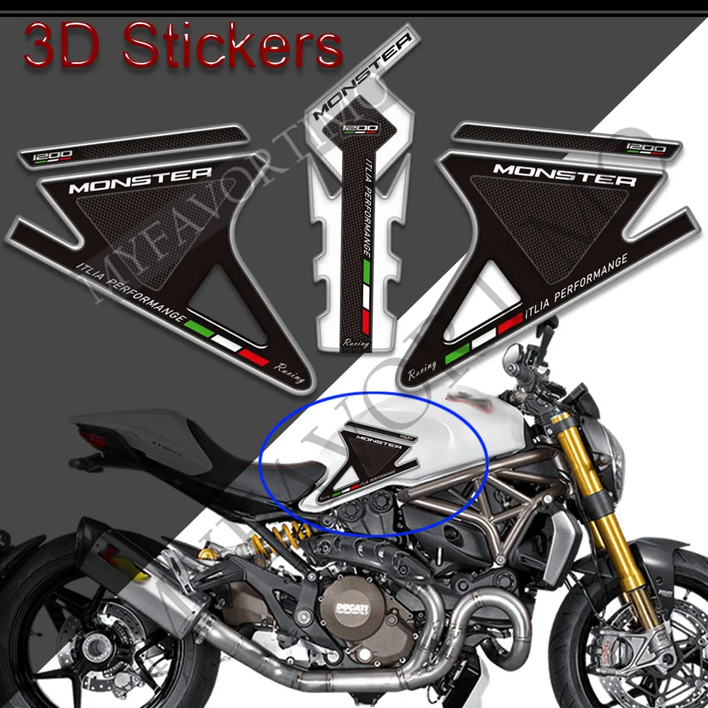 

​ Motorcycle Stickers Decals Gas Fuel Oil Kit Knee Protection Tank Pad Grips For Ducati Monster 1200 S R 1200SDescription: Cond