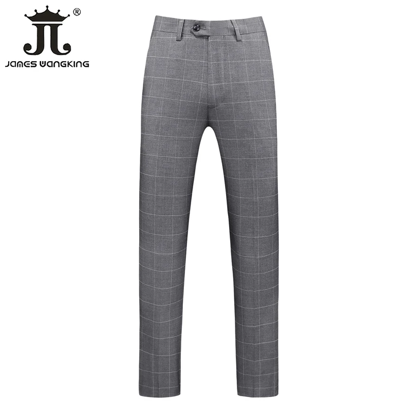 ( Blazer + Vest + Pants ) High-end Boutique Fashion Plaid Gray Men\'s Formal Business Suit Three-piece Set Groom Wedding Dress