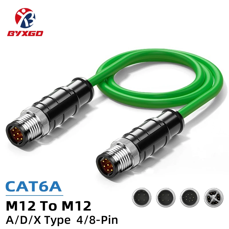 

M12 to M12 Cable 4-8Pin A/D/X Code Male/Female, CAT6A Flexible Industrial M12 Cable For Siemens/PROFINET Shielded Ethernet cable