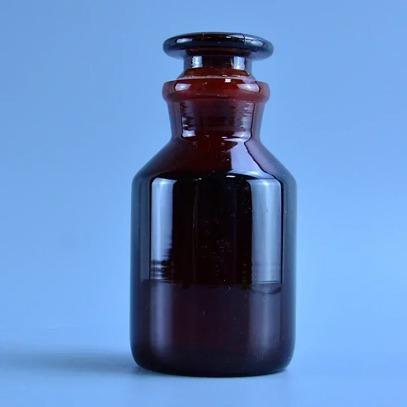 Lab Brown Reagent Bottle Amber Lead-free High Borosilicate Glass with Ground-in Glass Stopper, Durable Tool Parts