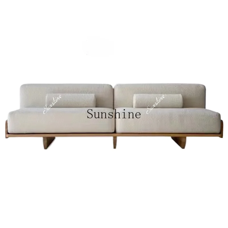 Nordic simple and modern, sleigh sofa solid wood fabric single four sofa stool  FT