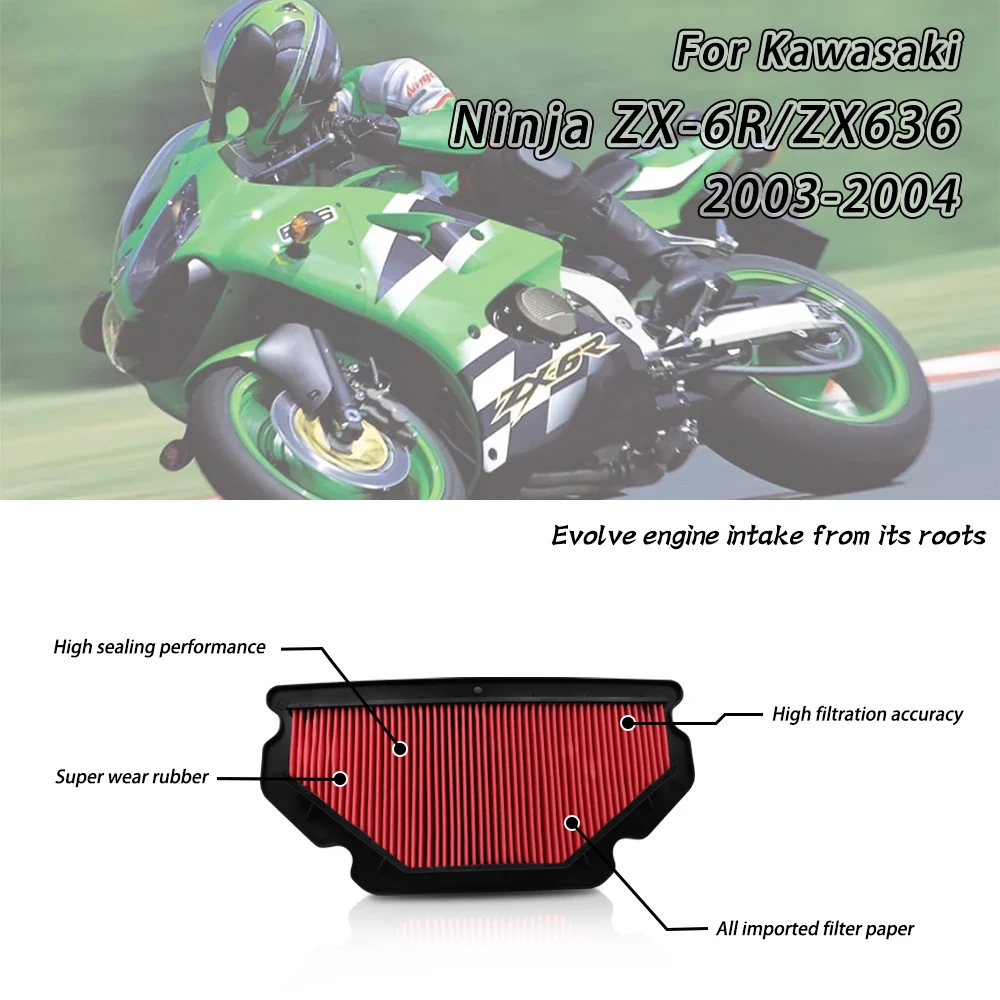 

Motorcycle Air Filter Intake Cleaner For Kawasaki ZX636 B1 B2 ZX6 R Ninja ZX600 ZX6 RR Ninja 2003 2004